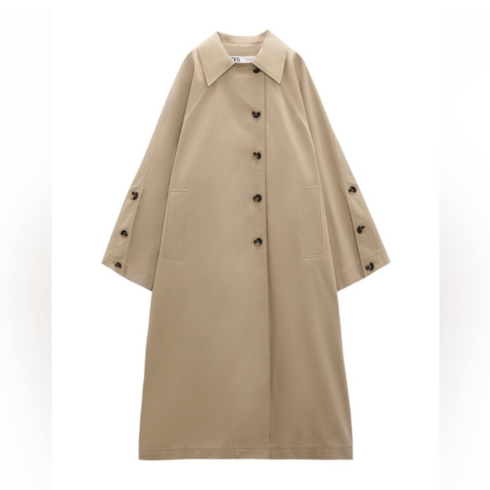 ZARA OVERSIZED BUTTONED TRENCH COAT S
